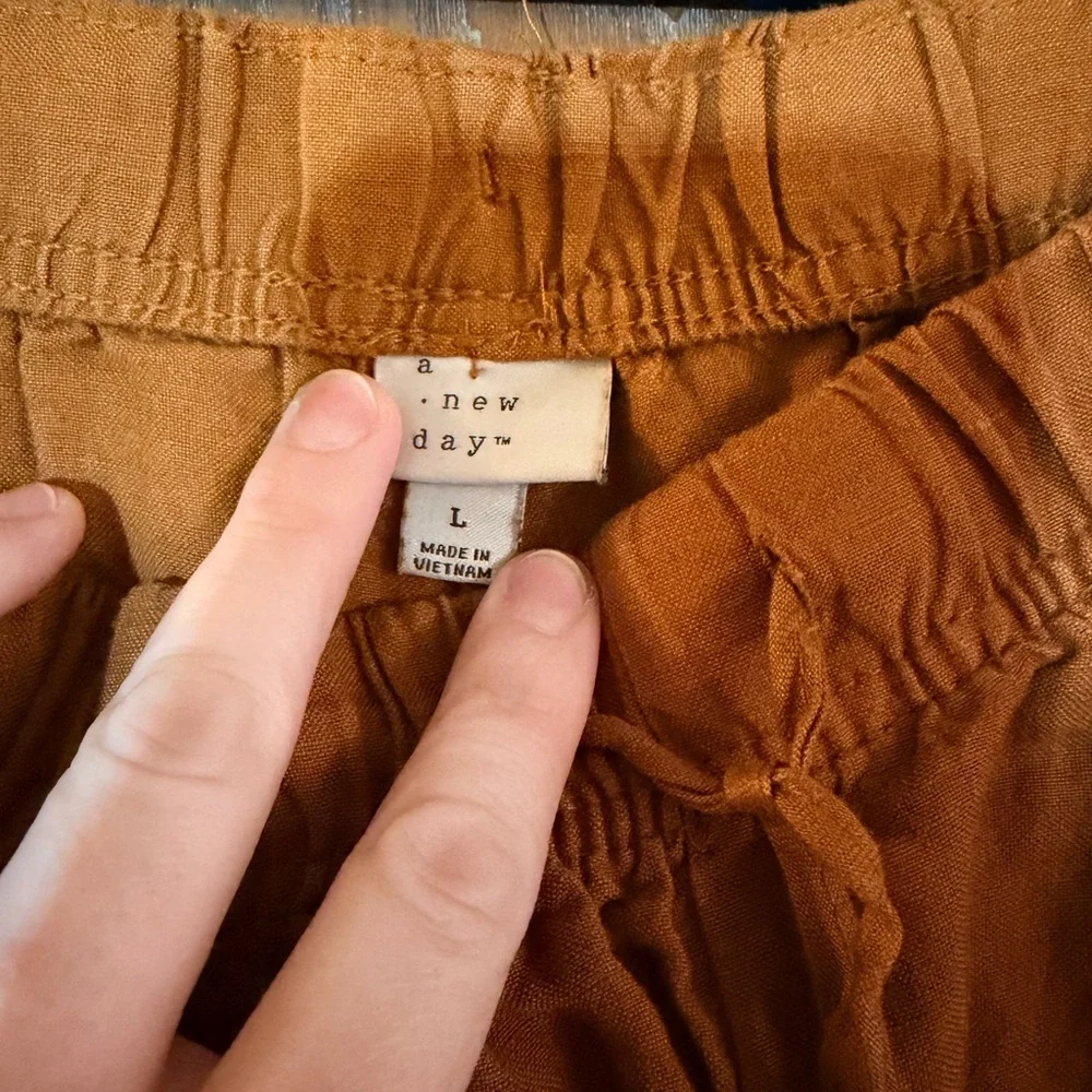 A New Day Linen Blend Jogger Pants Mustard Yellow Size L - Picture 2 of 3